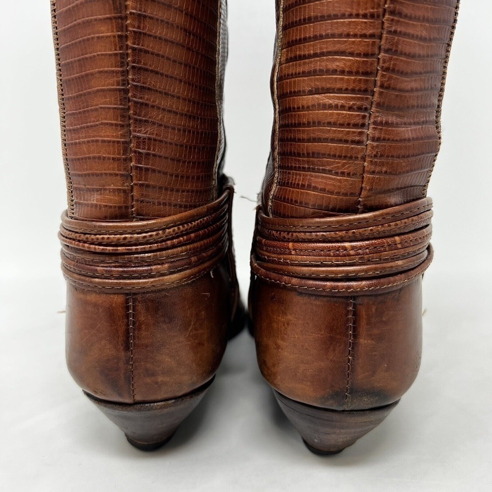 Circle S LTD Women's Western Cowboy Brown Leather Iguana Boots Size 6 M - Picture 5 of 12